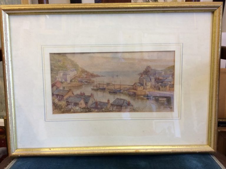 W Sands (aka) Thomas Herbert Victor Watercolour Polperro - AntiqArt